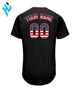 Camiseta de Béisbol de EE. UU. Unisex Roja con Estampado de Bandera Sublimada, Manga Corta, Secado Rápido, Transpirable, Corte Regular, Nombre del Equipo Personalizado, 100% Personalizada - Product Image 5