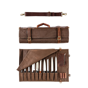 Rollo de cuero con cuchillo auténtico, correa de mano y hombro, color negro, calidad Premium - Product Image 5