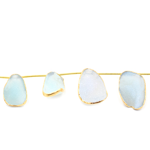 Aqua-cuentas doradas chapadas en oro, forma irregular, de 26 a 28 MM, 7 hebras - Product Image 2