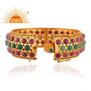 Lunette en plaqué or, pierre précieuse rouge multi-aventurine naturelle, bracelet fantaisie, argent 925, fabrication de bijoux de mariage, pour femmes - Product Image 3