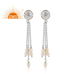 Outstanding Fresh Water Pearl Drop Earring Natural Gemstone Earring Wholesale Fashion Designer Silver Earring - Product Image 3