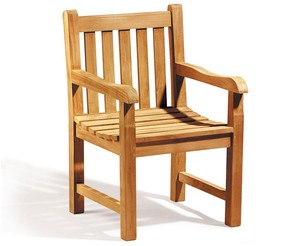 Chaise de jardin en teck massif avec accoudoirs, design moderne, durable, pieds coniques - Product Image 4
