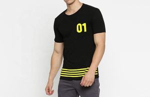 เสื้อยืดผู้ชายแบบลำลองพิมพ์โลโก้และถ้อยคำผ้าฝ้ายสีดำผ้าฝ้าย100% แบบสั่งทำ - Product Image 4