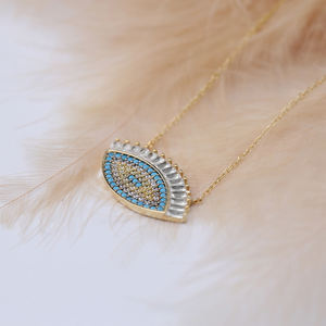 Eye Shape Dainty Design Pendant <b>Necklace</b> 925 Sterling <b>Silver</b> Wholesale <b>Handmade</b> Jewelry - Product Image 4