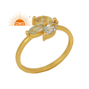 แหวนเงินแท้ประดับพลอยบลูโทแพซธรรมชาติแบบซ้อนได้สำหรับผู้หญิง ขายดีประจำปี 2026 จากผู้ผลิตเครื่องประดับ - Product Image 1