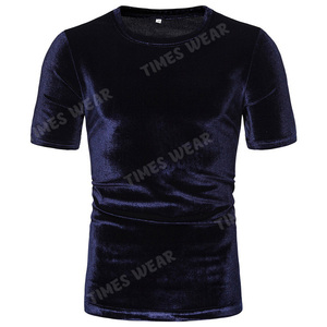 Camisetas de manga corta de terciopelo para hombre, Jersey informal ajustado de alta calidad, Tops de terciopelo - Product Image 5