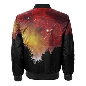 Veste bombardier noire à manches longues pour hommes, en polyester, surdimensionnée, décontractée, personnalisée, nouvelle collection hiver, - Product Image 2