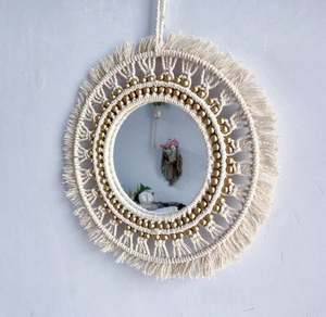Room Decorrose Gold <b>Compact</b> <b>Mirror</b> Wall <b>Mirror</b> Customized Wall Macrame <b>Mirror</b> - Product Image 1