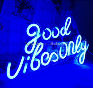 Lámpara de Pared LED con Panel Trasero Transparente, Letrero <span class=keywords><strong>GoodVibes</strong></span> Only, Luz de Neón, Lámpara de Neón, Luz Azul y Rosa - Product Image 5