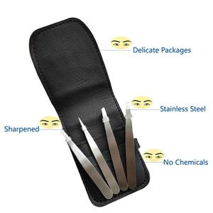 Best Precision 4 Piece Stainless Steel Eyebrow Tweezers Pointed Tip for Facial Ingrown Hair Removal Sustainable Wholesale Makeup - Product Image 2