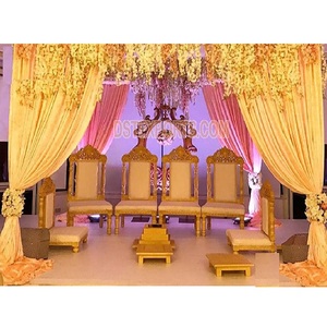 Ensemble de chaises de mandap de mariage de qualité supérieure, chaises de mandap Vidhi en bois traité, chaises de mandap Vidhi pour mariage indien, États-Unis - Product Image 1