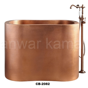 Bañera de cobre independiente, forma ovalada antigua de lujo - Product Image 1