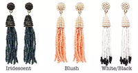 Boucles d'oreilles ethniques brodées de perles de rocaille, bijoux fantaisie, faites à la main en Inde, pour femmes et jeunes filles, look classique, multi-couleurs