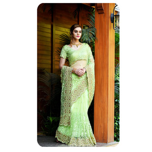Saree de algodón de seda de diseñador para mujer con borde Zari y Rich Pallu para uso en fiestas y bodas al mejor precio - Product Image 1
