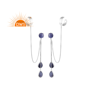 925 Sterling Silver Natural Tanzanite Gemstone Ear <b>Cuff</b> <b>Earring</b> Jewelry For Women Gift For Her - Product Image 1