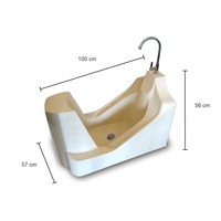 Wudumate Lavabo ovale moderne sur piétement pour ablutions musulmanes, en terrazzo, pour lavage des pieds, monotrou, capacité 12L, finition mate beige