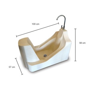 Lavabo Ovalado Moderno con Pedestal Wudumate - Lavabo Musulmán para Lavado de Pies de Terrazo con Desagüe - Product Image 1