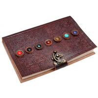 Carnets en cuir avec pierres de chakra en agate pour l'exportation |   Carnet en cuir en gros style Feng Shui Modèle Lethr-011 Art & Objets de collection