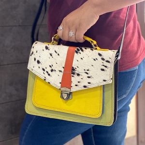 Sac à main mode femme sangle unique sac à bandoulière en cuir véritable recyclé doublure en Nylon fermeture à glissière sac à main coloré motif de bonbons - Product Image 1