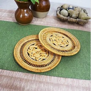 Rattan Coasters in Fabulous Design with High Quality Finished Perfect for Home Kitchen Tabletop and Tea or Coffee Use Set of 6 - Product Image 4