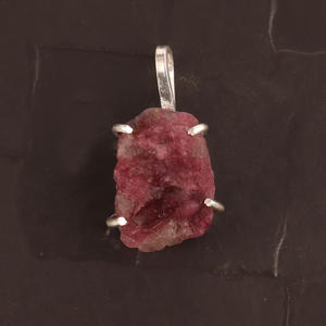 ประณีตธรรมชาติหยาบสีชมพูทัวร์มาลีนห่วงจี้แฟชั่นโบฮีเมียน925เงินสเตอร์ลิงง่ามตั้งค่าเครื่องประดับจี้ทำด้วยมือ - Product Image 5