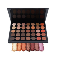 Nouvelle palette de fards à paupières en poudre sèche en gros, 35 couleurs, marque privée, sans cruauté, végétalienne, haute pigmentation, scintillante, noire