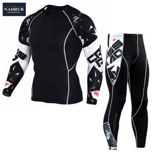 Conjunto de 2 Piezas de Leggings y Camisetas de Compresión de Alta Calidad para Hombre, para Correr y Gimnasio, Material Spandex/Poliéster - Product Image 4