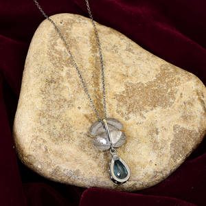 Topacio azul natural y piedras preciosas granate colgante 925 Collar chapado en oro de plata último diseño rodio joyería fina - Product Image 4