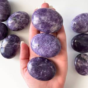 Lepidolite Palm Stones / Wholesale High Quality Lepidolite Palm Stones / Bulk Lepidolite Crystal Palm Stones - Product Image 3