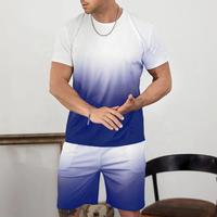 Conjunto Deportivo de Verano para Hombre, de Alta Calidad, Transpirable, 100% Algodón, Manga Corta, Estampado Digital, Dos Colores, Estilo Casual para Exteriores