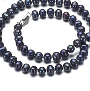 Venta al por mayor de perlas negras naturales de agua dulce de 8mm de calidad AAA, hebra de perlas sueltas de Grado Superior para la fabricación de joyas, collar DIY - Product Image 1