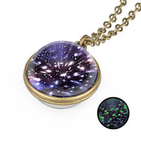 Lumineux Glowing Gem Planet Double Face Boule de Verre Time Galaxy Pendentif Collier