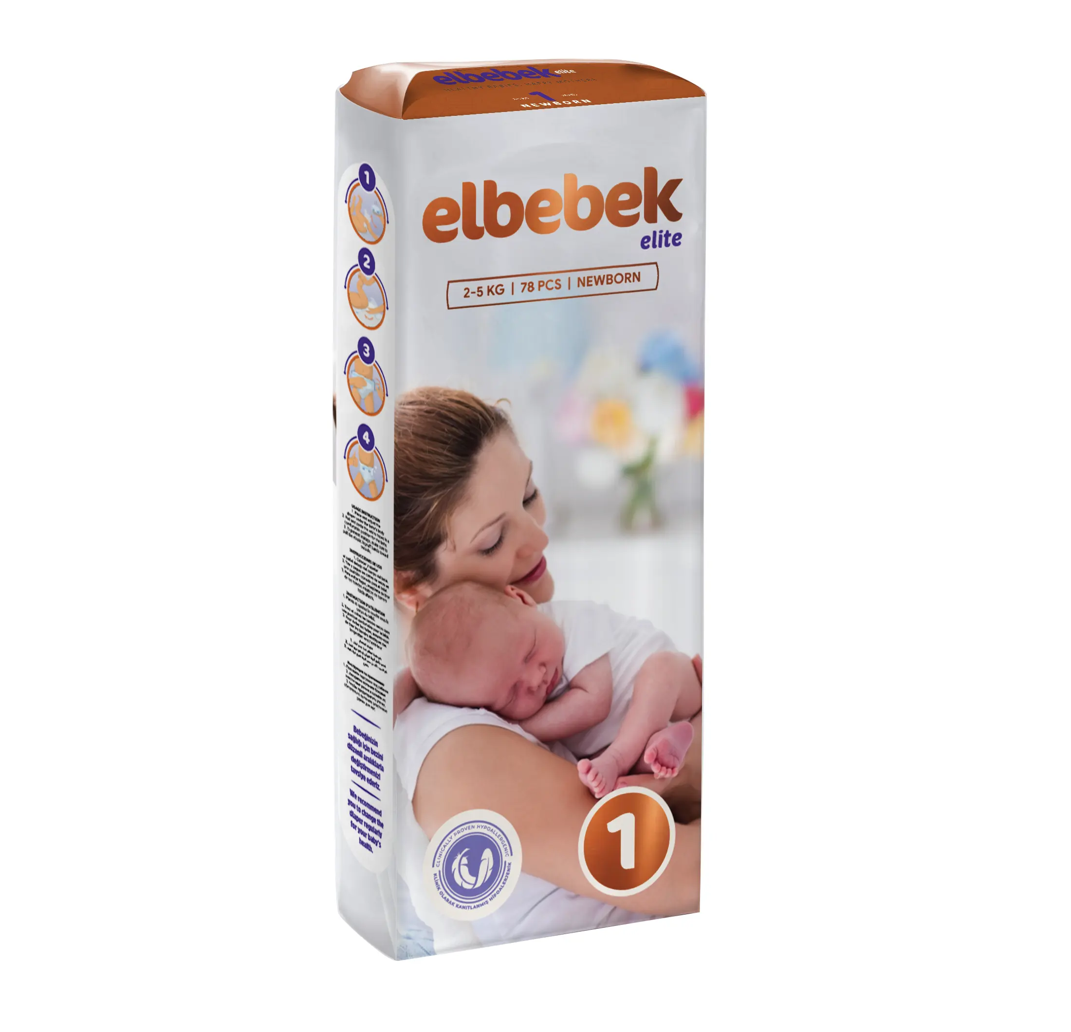 ELBEBEK Baby Diapers New Born 78 Pieces Hot Sale Breathable Disposable Baby Diapers Quick Absorption Long Lasting Dryness