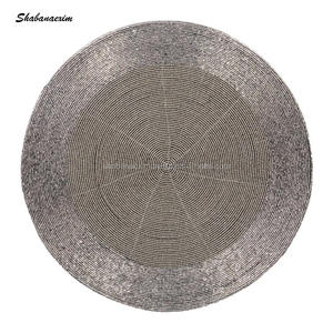 Manteles individuales con cuentas artesanales sostenibles, Mantel Individual con cuentas de cristal, mantel de mesa con cuentas redondas con diferentes diseños y colores - Product Image 1