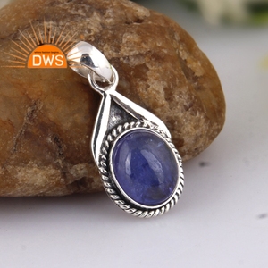 Pendentif en argent sterling 925 oxydé avec pierre précieuse naturelle Tanzanite, bijou pour femme, cadeau pour elle, design personnalisé - Product Image 2