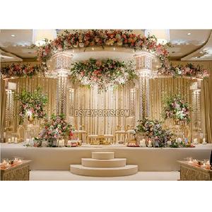 Mandap de mariage indien moderne et élégant avec cadre en fibre de verre à trois poteaux, design léger - Product Image 1