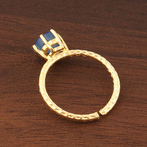 Bijoux à la mode, petite bague ronde en sucre bleu Druzy, réglage de la broche, plaqué or, créateur, bague ouverte réglable, cadeau pour elle - Product Image 6