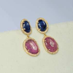 ต่างหูเม็ดเดี่ยวชุบทองและเงิน925สุดหรูดีไซน์ทันสมัยแบบห้อยสำหรับงานหมั้นและปาร์ตี้ไอเดียของขวัญสุดเพอร์เฟกต์ - Product Image 2