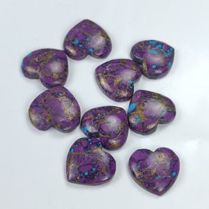 Cabochon en cuivre turquoise violet naturel dos plat calibré coeur forme brillante pierre précieuse en gros toutes tailles disponibles - Product Image 2