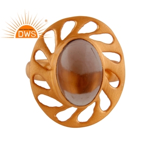 Natural Smoky Quartz Gemstone Cocktail <b>Ring</b> Jewelry Wholesaler Handmade Designer 925 <b>Silver</b> 18k Gold Plated <b>Statement</b> <b>Ring</b> - Product Image 1