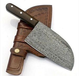 Couperet de cuisine en acier damas personnalisé de la meilleure qualité couteau hachoir motif goutte de pluie lame tranchante fixe avec manche en micarta cadeau - Product Image 2