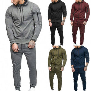 Conjuntos de chándal de lana de algodón de ajuste informal para invierno, chándal para correr, chándal de color en contraste, unisex - Product Image 2