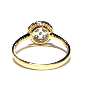 Wholesale Jewellery Stylish 18k Solid Yellow Gold Natural Diamond Cluster Classic Pave Setting Engagement Wedding Party Ring - Product Image 2