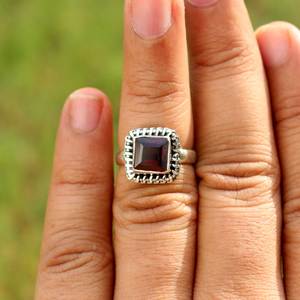 Anillo de Plata de Ley 925 con gema granate, joyería hecha a mano, precio de fábrica al por mayor - Product Image 4