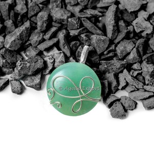 Pendentifs enroulé de fil d'aventurine, cercle vert, 10 pièces - Product Image 1