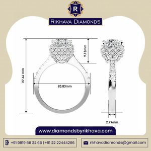 Rikhava แหวนเพชร10K แหวนโซลิแทร์ทองคำขาวประดับเพชรธรรมชาติแหวนโลหะบริสุทธิ์ - Product Image 2