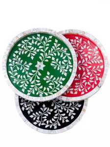 Bandeja para servir con incrustaciones de madera de estilo marroquí, platos para servir, bandejas de decoración de Chocolate, bandeja de bambú, hermoso diseño - Product Image 4