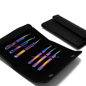 6 pièces Kit pour pince à cils haute qualité en acier inoxydable meilleure vente diamant poignée Fiber pointe pince à cils mallette de rangement - Product Image 1