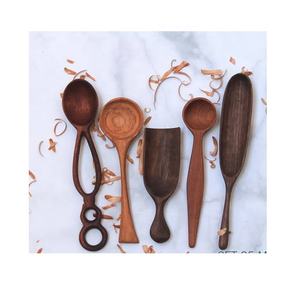 Service en bois sculpté à la main, avec cuillère et fourchette décorative (Ms. Ponçage 0084587176063 WS), livraison gratuite - Product Image 4