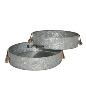 Bandeja de servicio galvanizada Vintage de calidad superior Juego de platos de mesa de lujo Dos platos al por mayor - Product Image 4